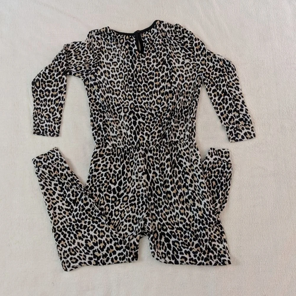 Kate Spade Romper Leopard Print Long Sleeve Jumpsuit - Large